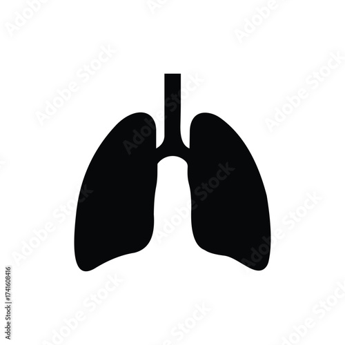 Vector art of human lungs icon in black color