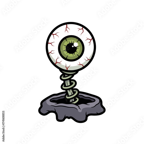 Spooky Eyeball on a Spring Halloween Decoration.