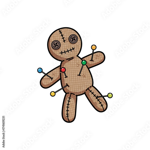 Voodoo Doll with Pins - A Symbol of Magic and Mysticism.