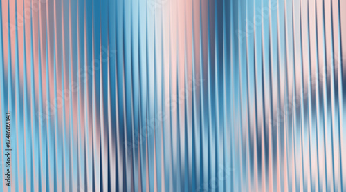 Abstract blue and pink vertical ribbed glass texture background