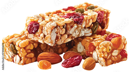 Granola Bars Food Vector Graphic with Outline � Delicious and Nutritious Snack Illustration