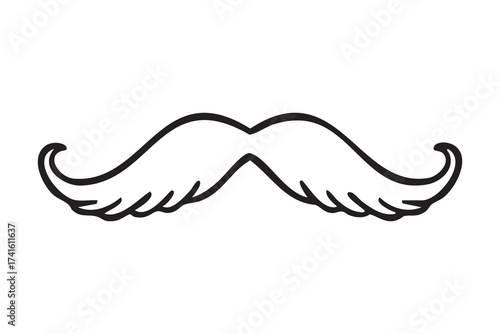mustache classic barber icon line art monochrome hand drawn