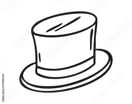 Top hat classic gentleman style line art monochrome hand drawn