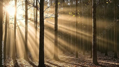 Wallpaper Mural Sunlight Streaming Through Forest Trees Creating Golden Atmospheric Light Rays Torontodigital.ca