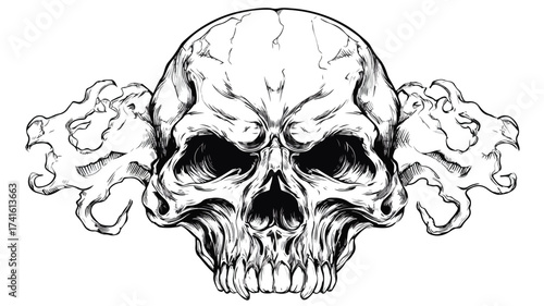 Sinister Skull Vector Illustration for Graphic Design Projects