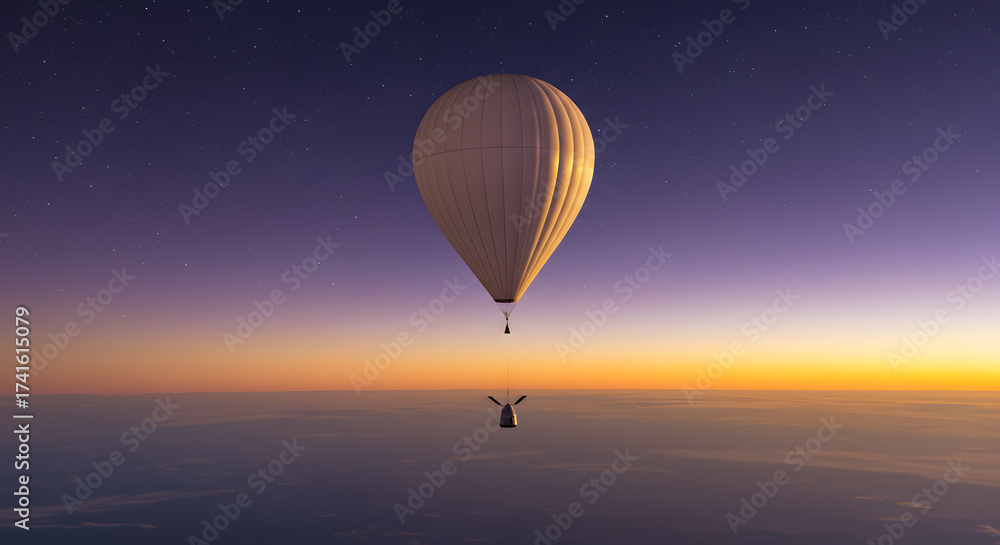 Fototapeta premium Experience breathtaking space tourism aboard a luxurious hot air balloon under a starlit evening sky