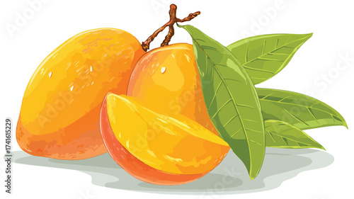 Vibrant Vector Illustration of Juicy Mango Fruit for Creative Designs