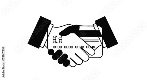 Business handshake with credit card symbolizing financial transaction and partnership