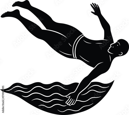 Silhouette of a man jumping with a sword