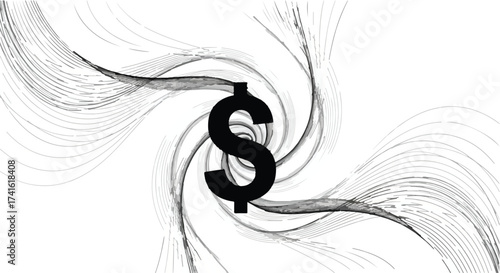 Abstract representation of financial growth and economic flow with a prominent dollar sign.