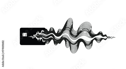 Abstract visualization of sound waves emanating from a digital device