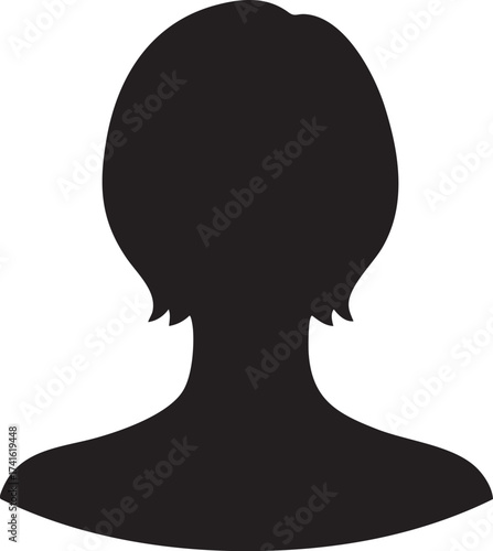 Female Back View Bob Hair Silhouettes Icon