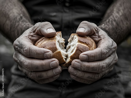 Weathered Hands Breaking Bread: A Story of Labor and Nourishment