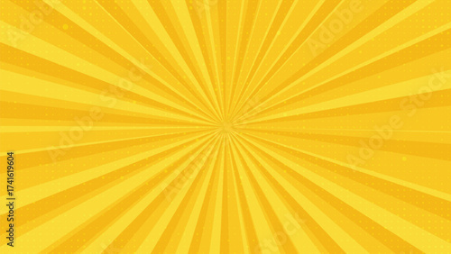 Classic comic book style sunburst in a brilliant yellow hue a bold and energetic radial pattern with a subtle vintage texture ideal for retro themes and impactful visuals