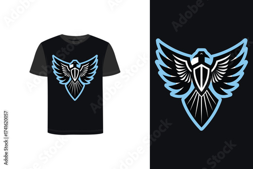 Tshirt mockup eagle with outstretched wings shield emblem t shirt bird