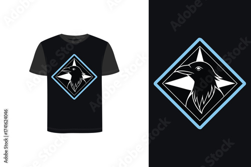 Tshirt mockup raven head graphic t shirt dark bird