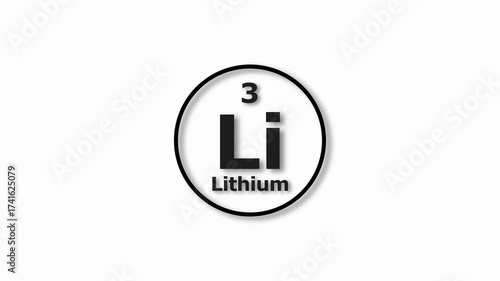 Lithium Mole icon animation. 3 Number Lithium icon, on white background 4k video.