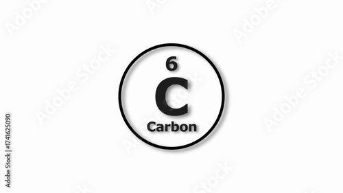 Carbon Mole icon animation. 6 Number Carbon icon, on white background 4k video.