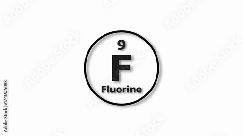 Fluorine Mole icon animation. 9 Number Fluorine icon, on white background 4k video.