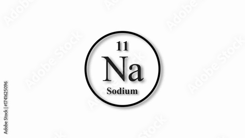Sodium Mole icon animation. 11 Number Sodium icon, on white background 4k video.