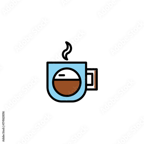Hot Coffee Mug with Milk or Cream Circle Icon