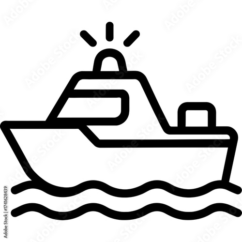Minimalistic police boat icon design