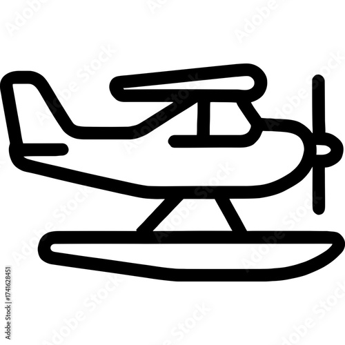 Minimalistic seaplane icon on white background