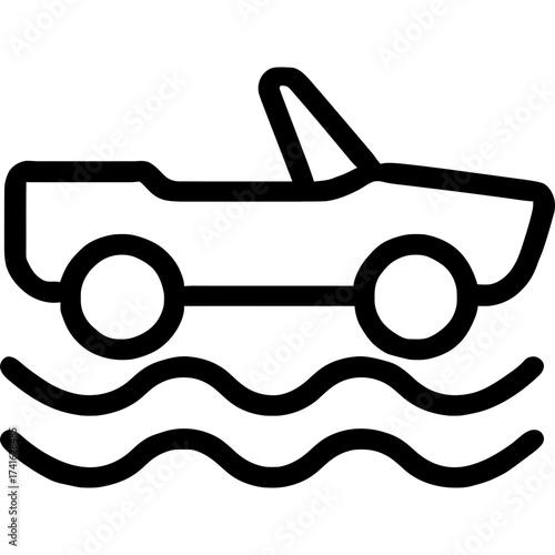 Minimalistic amphibious car icon