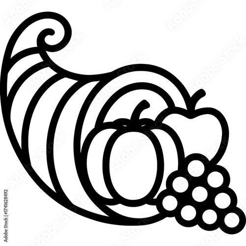 Minimalistic cornucopia icon design