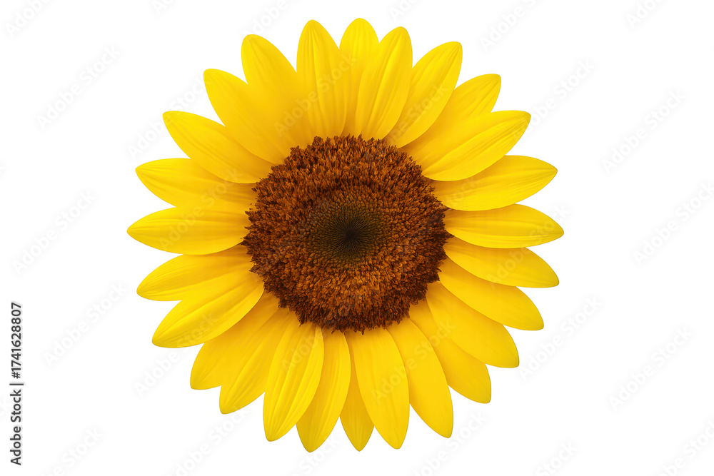 Fototapeta premium Sunflower bloom featuring bright yellow petals and a dark brown center