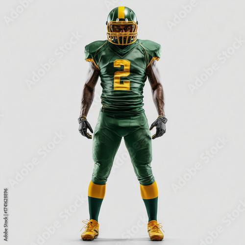 Wallpaper Mural American football player in green and yellow uniform standing upright on isolated background Torontodigital.ca