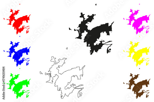 Guaymas city (United Mexican States, Mexico, Sonora State) map vector illustration, scribble sketch Heroica Guaymas de Zaragoza map