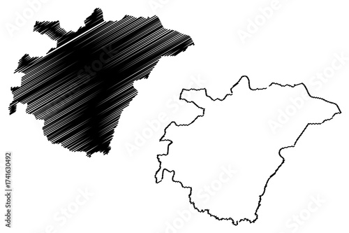 Ashanti Region (Administrative divisions of Ghana, Republic of Ghana) map vector illustration, scribble sketch Ashanti map