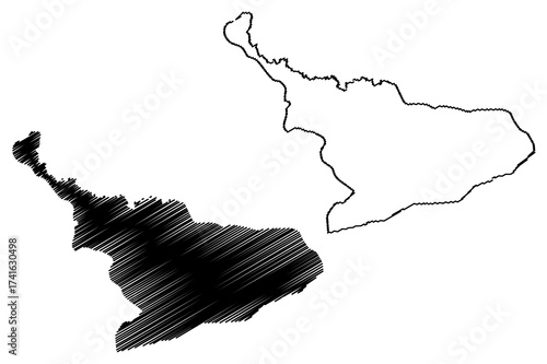 Central Region (Administrative divisions of Ghana, Republic of Ghana) map vector illustration, scribble sketch Central map