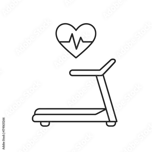 Treadmill and heartbeat icon representing fitness and health