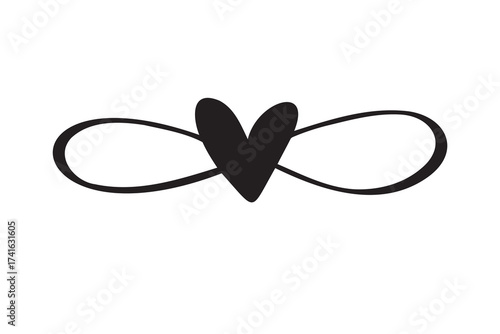 sign of infinity with heart Love. love forever concept Valentines day, wedding print element.