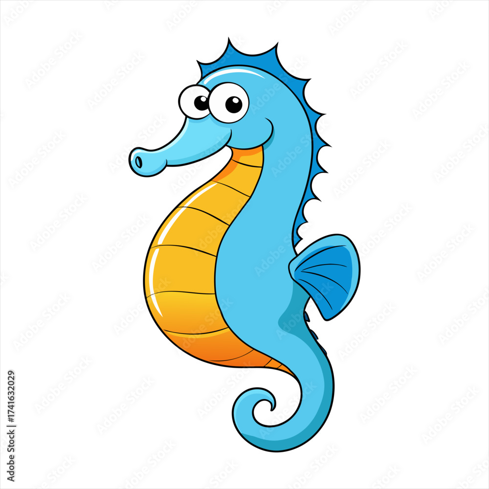 Fototapeta premium funny cartoon seahorse with big round belly