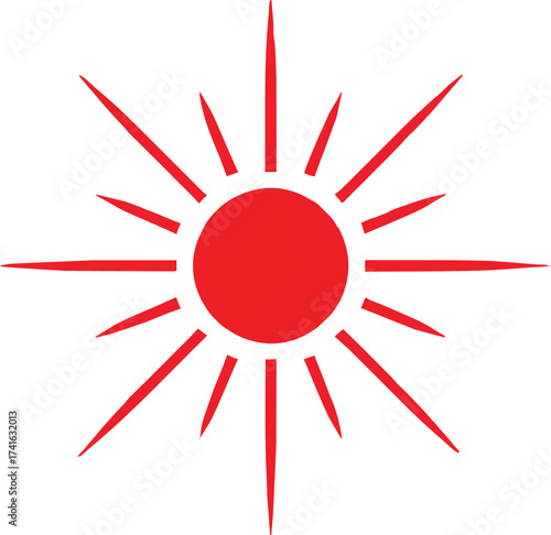 sun with red ribbon