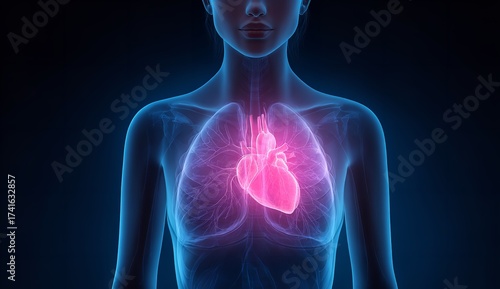 See the human heart beating inside a luminous body highlighting life and vitality for medical illustrations