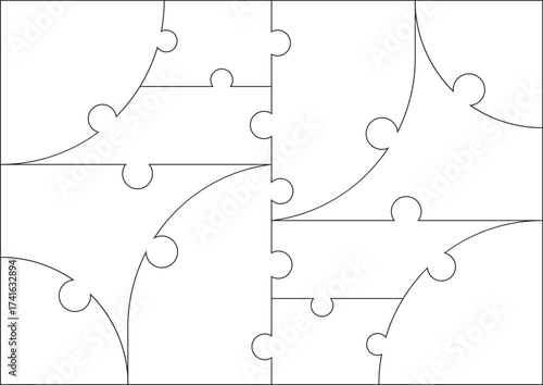 12-piece puzzle. Collage template. Puzzle-shaped mood board mockup. Background. Mosaic photo frame. Scrapbooking grid. Gallery banner. Retro photo frame. Album branding board.