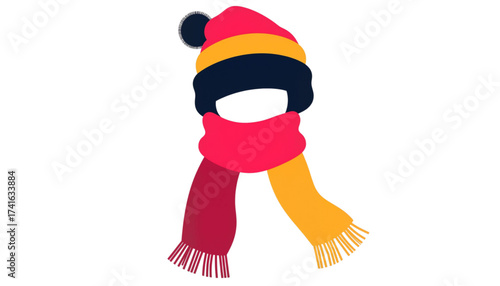 Hat and scarf combo in vibrant colors representing Winter  