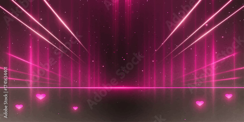 Abstract purple background with glowing lights and a stage suitable for a night club or concert party