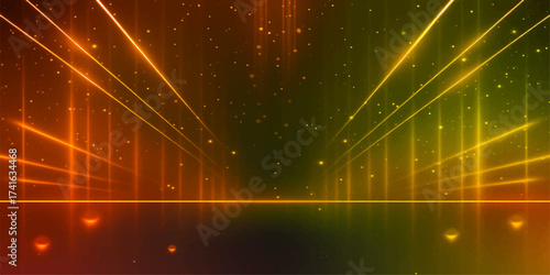 Vibrant red abstract stage lights illuminate a dynamic night club party design