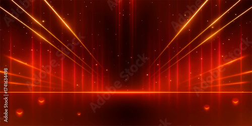 Abstract red background with glowing light design for a concert stage show or party event