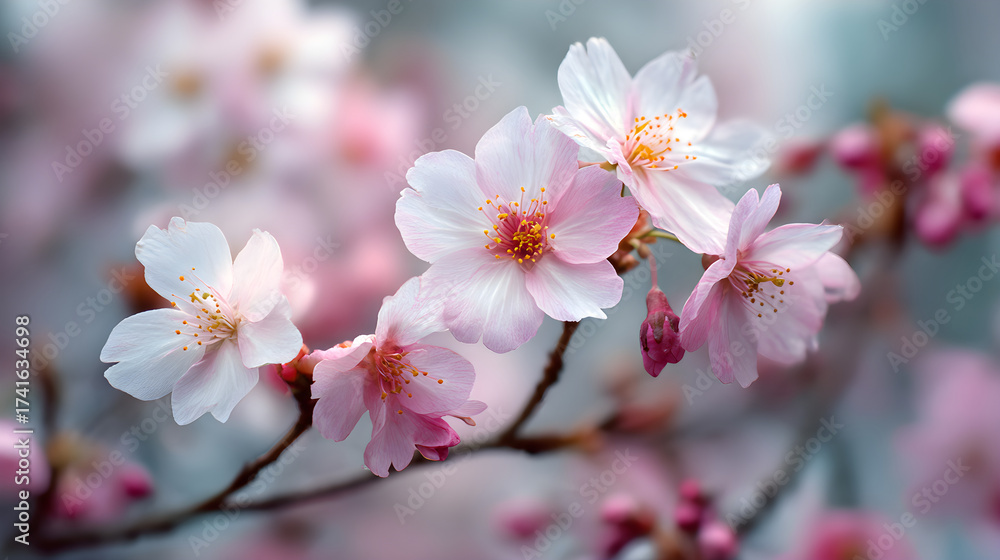 Obraz premium Resplendent Cherry Blossom: A Captivating Dance of Clor in Nature's SpringtimeGlory - A Celebration of Bauty and Renewal