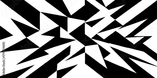 Black and white geometric vector pattern illustration with seamless triangle mosaic texture design for **abstract