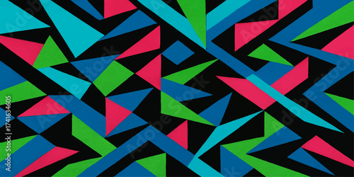 Colorful vector illustration of an abstract geometric pattern with seamless triangle mosaic tile design, perfect for retro fashion fabric or vintage decor wallpaper texture backdrop