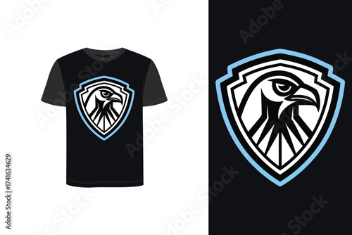 Tshirt mockup t shirt with stylized falcon head logo dark bird animal