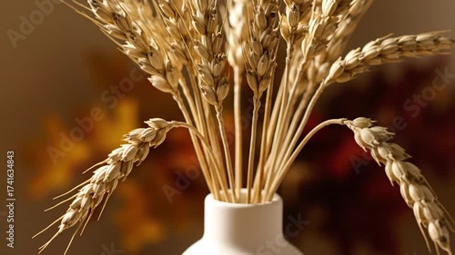 Wheat Stalks in Elegant Vase: A Warm, Rustic, and Decorative Presentation