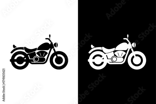 Flat Motorcycle Icon – Monochrome Travel and Delivery Symbol.
